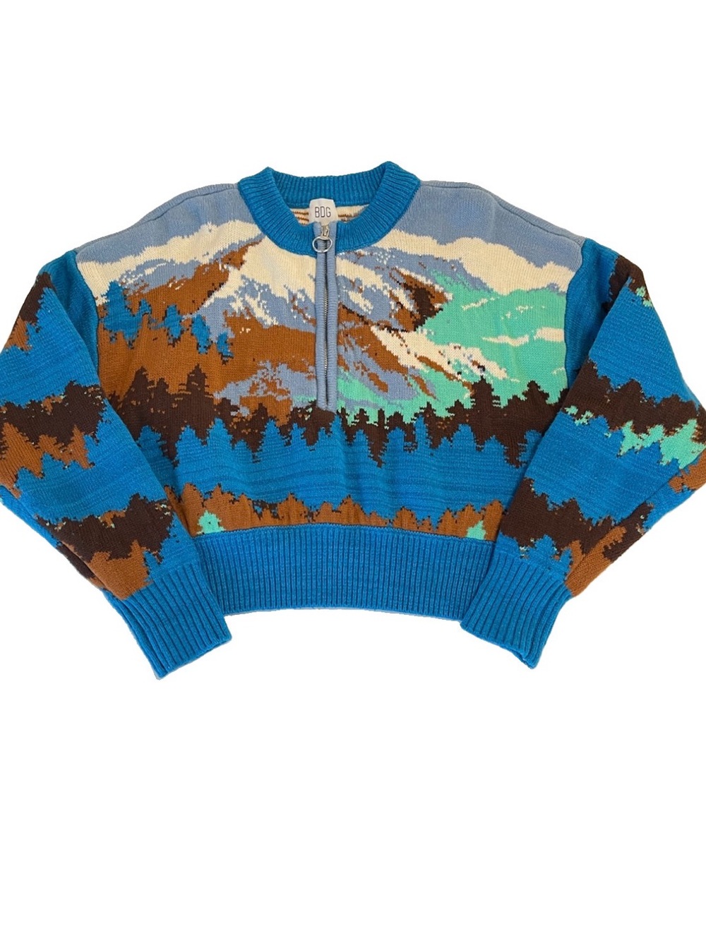 Urban Outfitters BDG Sweater Half Zip Large Cabin Camp Core après-ski Cropped